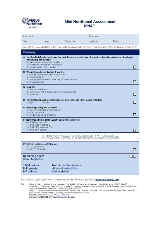 picture1_Mini Nutritional Assessment Pdf 134068 | Mna Mini English