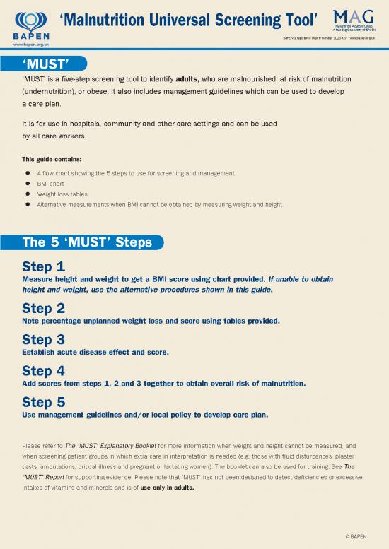 picture Malnutrition Screening Tool Pdf 133218 | Must Full