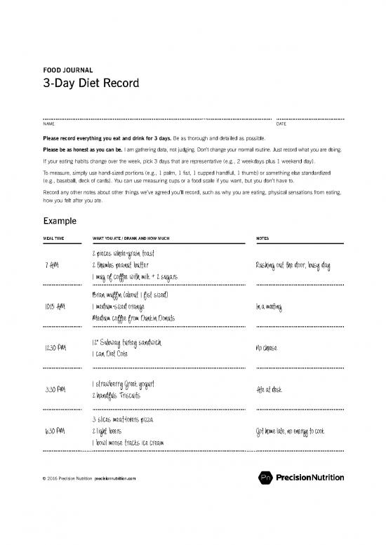 picture Diet Journal Pdf 134623 | Precision Nutrition Meal Times 3 Day Food Log Meal Journal