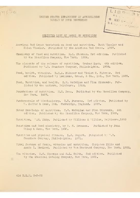 picture Elements Of Nutrition Pdf 133063 | Selected List Of Books On Nutrition (ia Cat31039134)