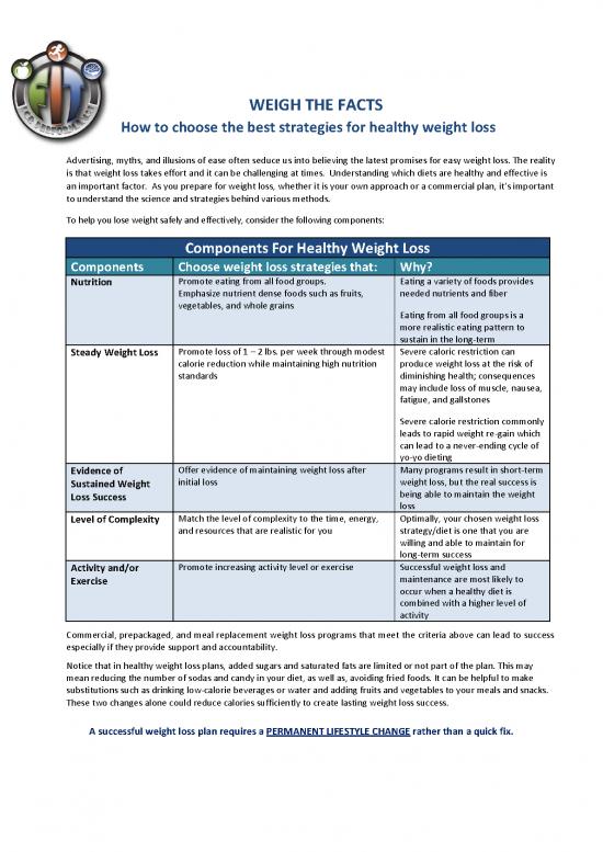 picture Nutrition For Weight Loss Pdf 134565 | Session 2 Weigh The Facts