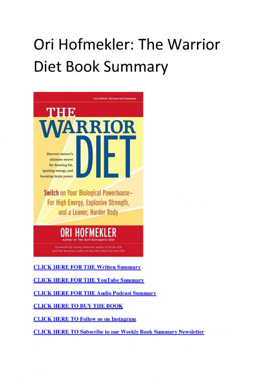 picture Diet Therapy Pdf 134323 | The Warrior Diet By Ori Hofmekler 1