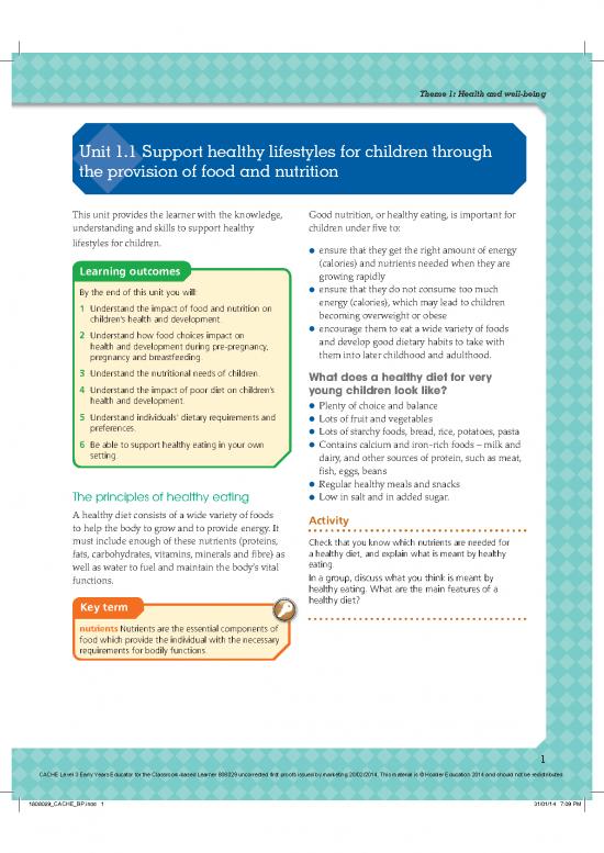 picture Healthy Eating Pdf 133788 | Unit 1 1 Support Healthy Lifestyle