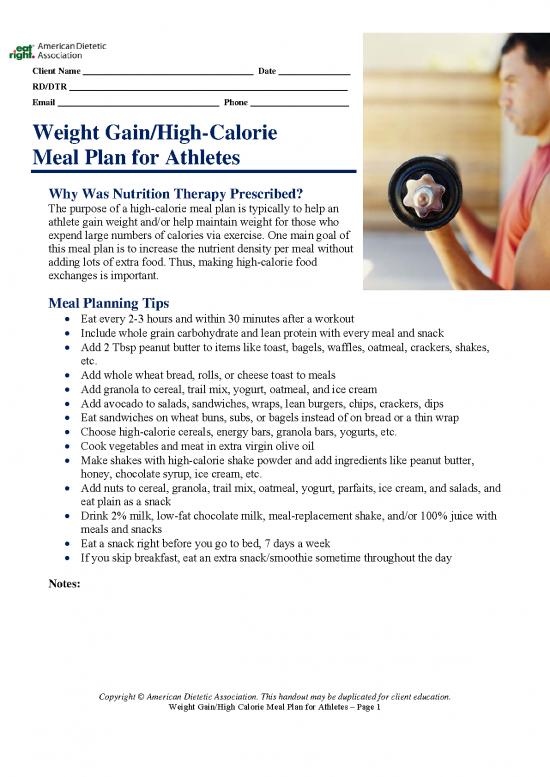 picture Food Nutrition Pdf 133448 | Weight Gain High Calorie Meal Plan For Athletes