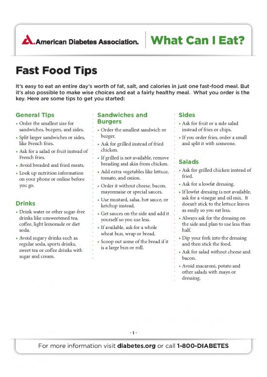 picture1_Food Nutrition Pdf 135408 | What Can I Eat Fast Food Tips American Diabetes Association