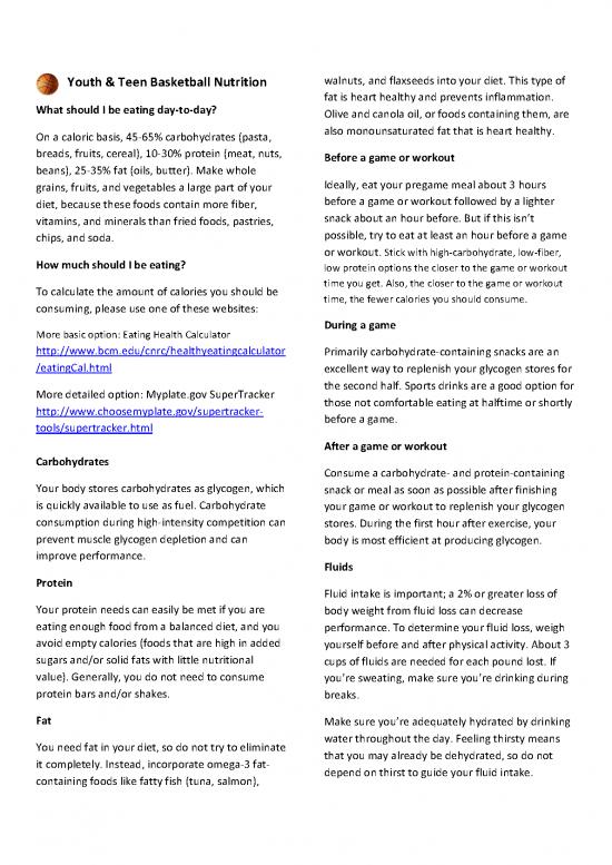 picture Heart Healthy Diet Pdf 133778 | Youth And Teen Basketball Nutrition Handout