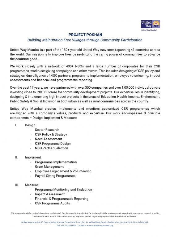 picture Project On Malnutrition Pdf 136958 | 1610449183uwm Proposal   Project Poshan