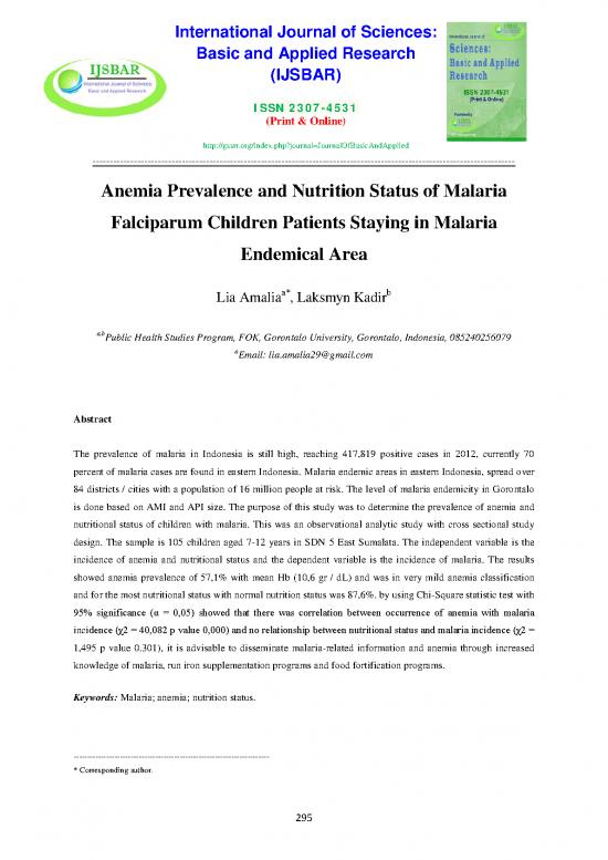 picture_Nutritional Status Pdf 135834 | Anemia Prevalence And Nutrition Status Of Malaria Falciparum Children Patients Staying In Malaria Endemical Area