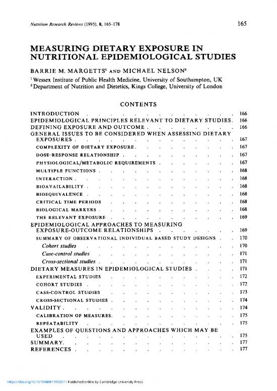 picture_Public Nutrition Pdf 136473 | Div Class Title Measuring Dietary Exposure In Nutritional Epidemiological Studies Div