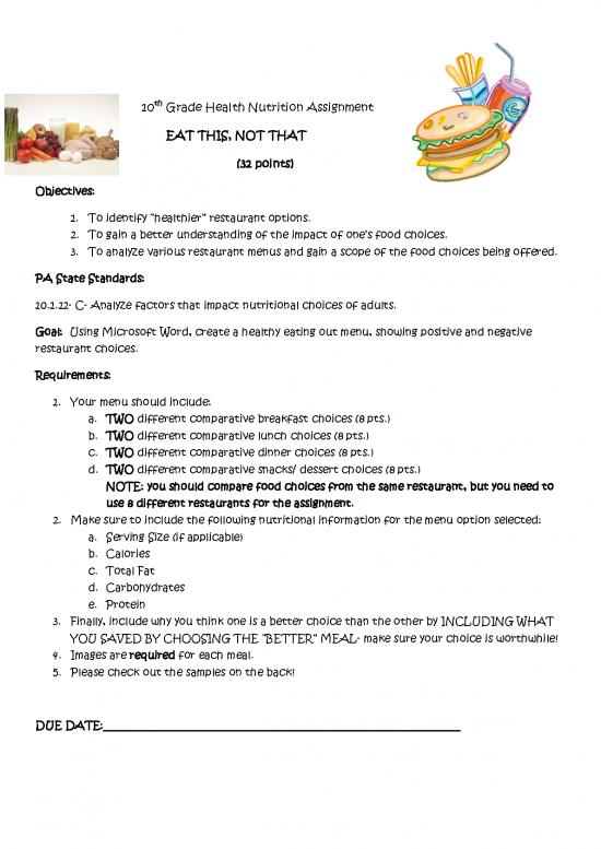 picture Nutrition Assignment Pdf 136503 | Eat This Not That Assignment