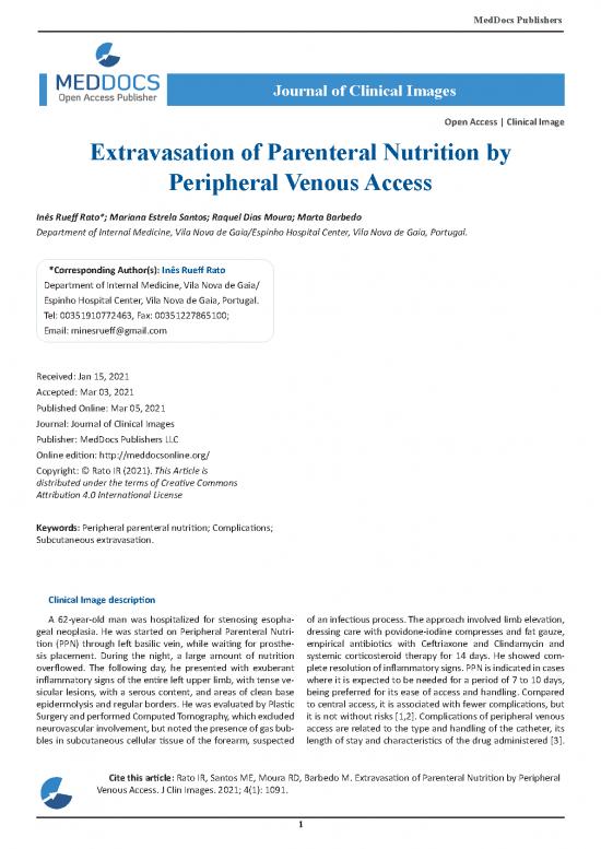 picture1_Peripheral Parenteral Nutrition Pdf 137570 | Extravasation Of Parenteral Nutrition By Peripheral Venous Access