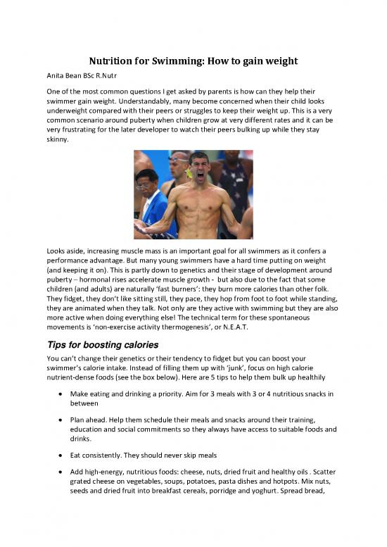 picture Nutrition For Swimmers Pdf 136372 | Factsheet 4   Weight Gain 191012