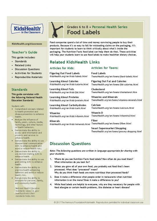 picture Food Nutrition Pdf 137193 | Food Labels