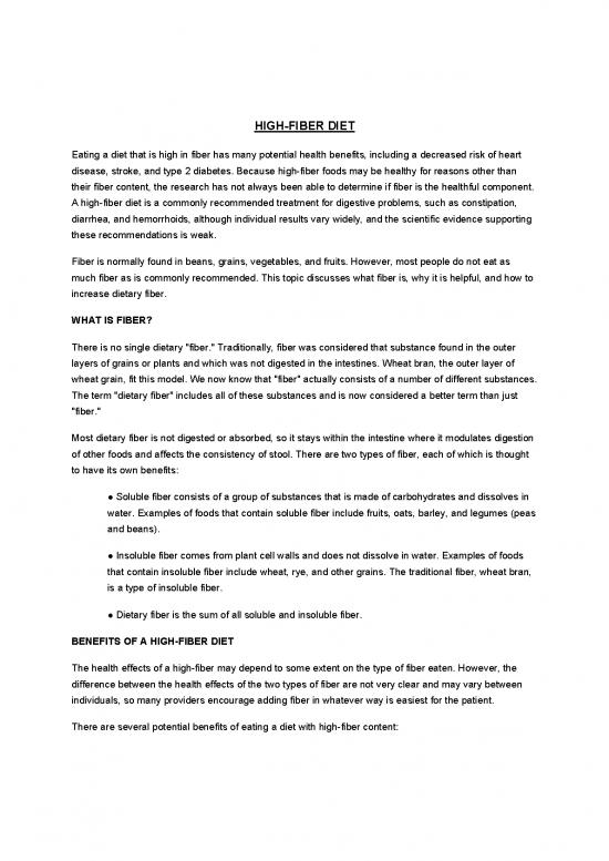 picture Dietary Fiber Pdf 136605 | High Fiber Diet