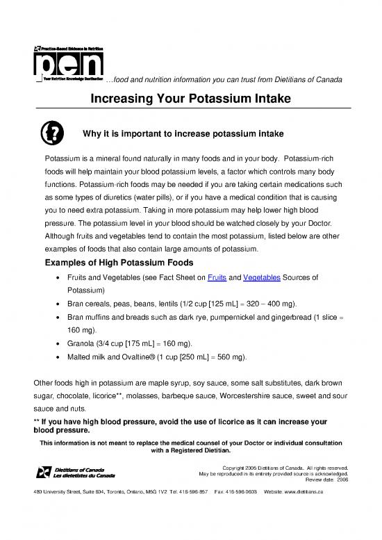 picture Food Nutrition Pdf 136203 | Increasing Your Potassium Intake