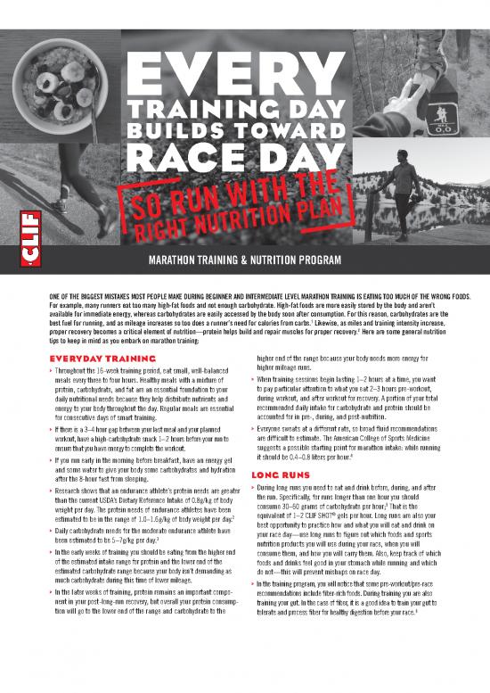 picture Nutrition For Runners Pdf 135517 | Mountains2beach Clif Training Plan
