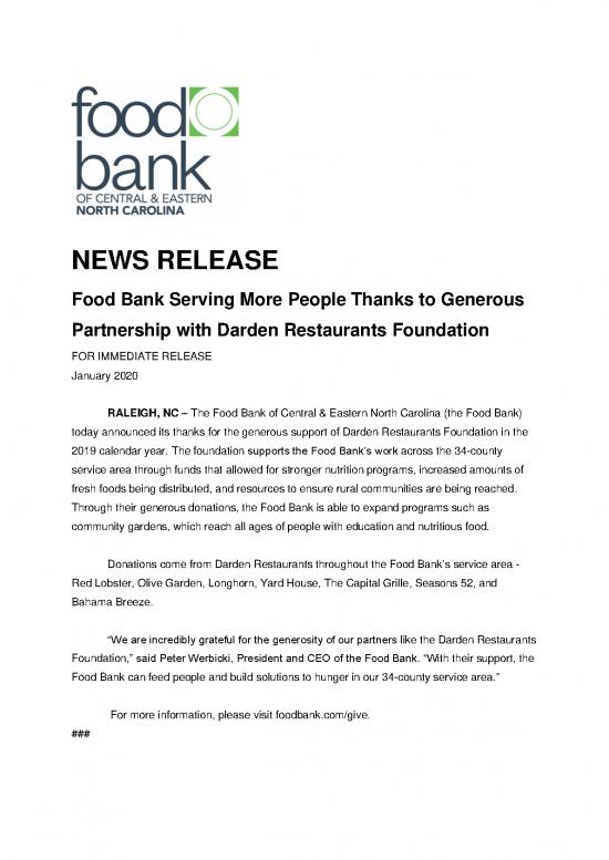picture1_Food Nutrition Pdf 137111 | News Release Food Bank Serving More People Thanks To Generous Partnership With Darden Restaurants Foundation