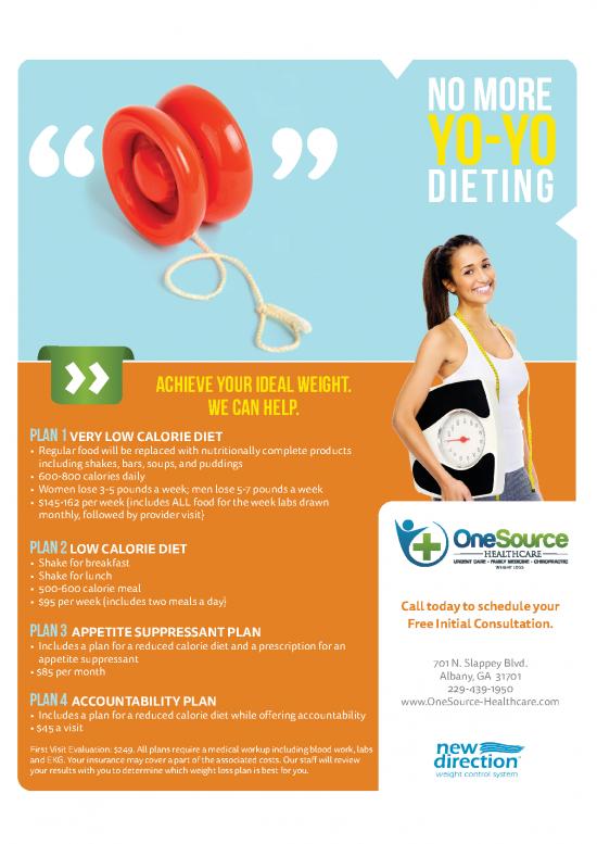 picture Diet Plan Pdf For Weight Loss 135640 | Onesource Weight Loss Flyer