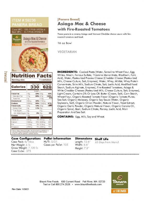 picture1_Nutrition Facts Pdf 136412 | Panera 16oz Paneramac Asiago