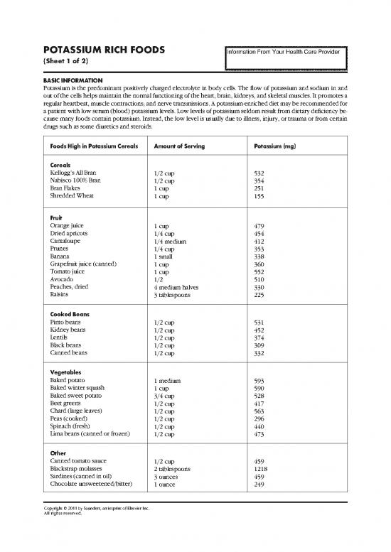 picture Foods High In Potassium Pdf 136579 | Potassium Rich Foods