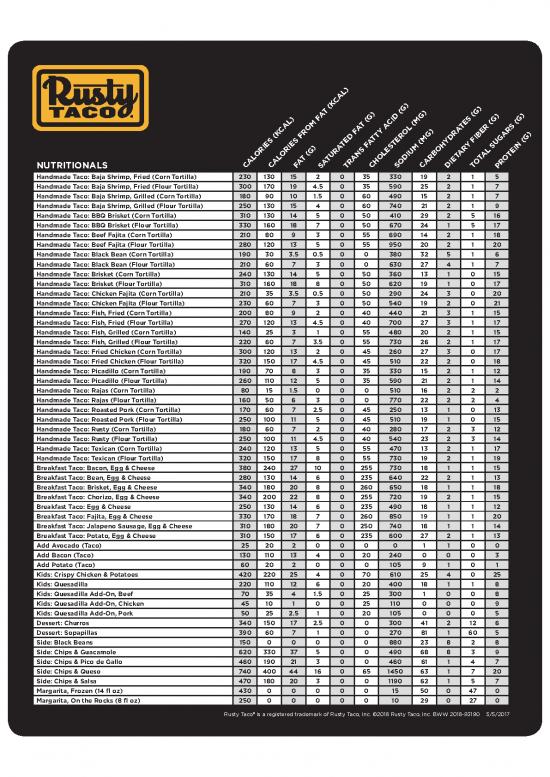 picture_Rusty Taco Nutritional Information