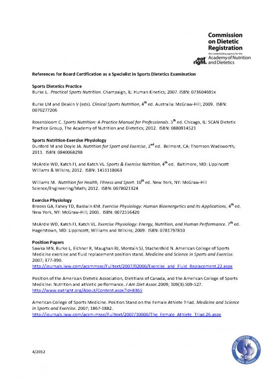 picture The Science Of Nutrition Pdf 136532 | Sports Nutrition References  4 2013