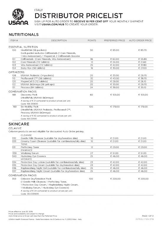 picture_Nutrition Therapy Pdf 137382 | Usana Italy Price List
