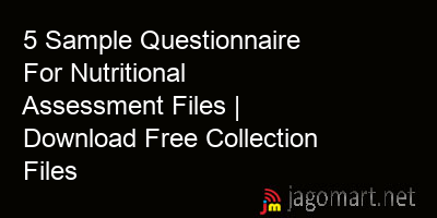 picture 5 Sample Questionnaire For Nutritional Assessment Files | Download Free Collection Files