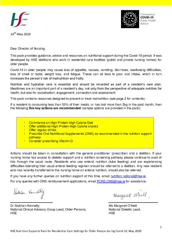picture Nutrition Care Plan Pdf 139541 | 200518 Registration Registered Providers On Behalf Of Hse Re Nutritional Support Attachm