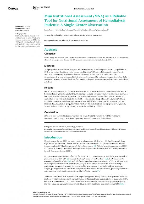picture1_81478 Mini Nutritional Assessment Mna As A Reliable Tool For Nutritional Assessment Of Hemodialysis Patients A Single Center Observation