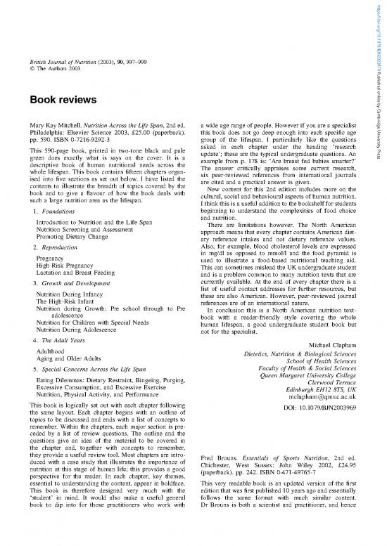 picture The Science Of Nutrition Pdf Free 140397 | Brouns Fred Essentials Of Sports Nutrition 2nd Ed Chichester West Sussex John Wiley2002 2495 Paperback Pp 242 Isbn 0471497657