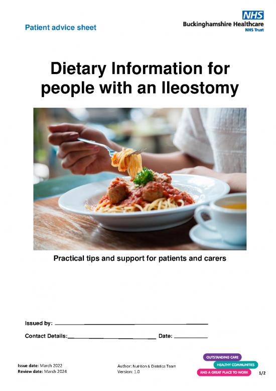 picture_Nutrition Support Pdf 138668 | Dietary Information For People With An Ileostomy