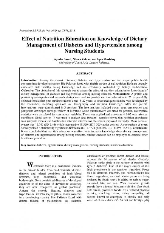 picture Healthy Nutrition Pdf 138053 | Effect Of Nutrition Education On Knowledge Of Dietary Management Of Diabetes And Hypertension Among Nursing Students 1