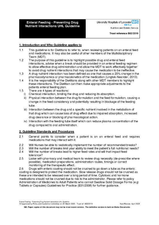 picture_Drug Nutrient Interactions Pdf 138211 | Enteral Feeding   Preventing Drug Nutrient Interactions Uhl Guideline