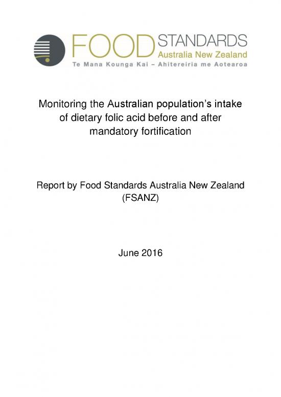 Folic Acid Fortification Monitoring Report