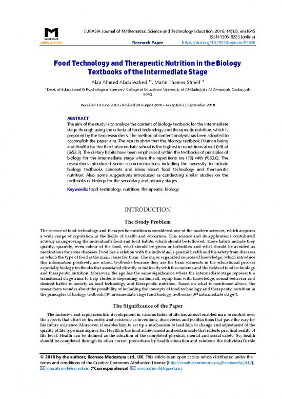 picture The Science Of Nutrition Pdf Free 139019 | Food Technology And Therapeutic Nutrition In The Biology Textbooks Of The Intermediate Stage 5601