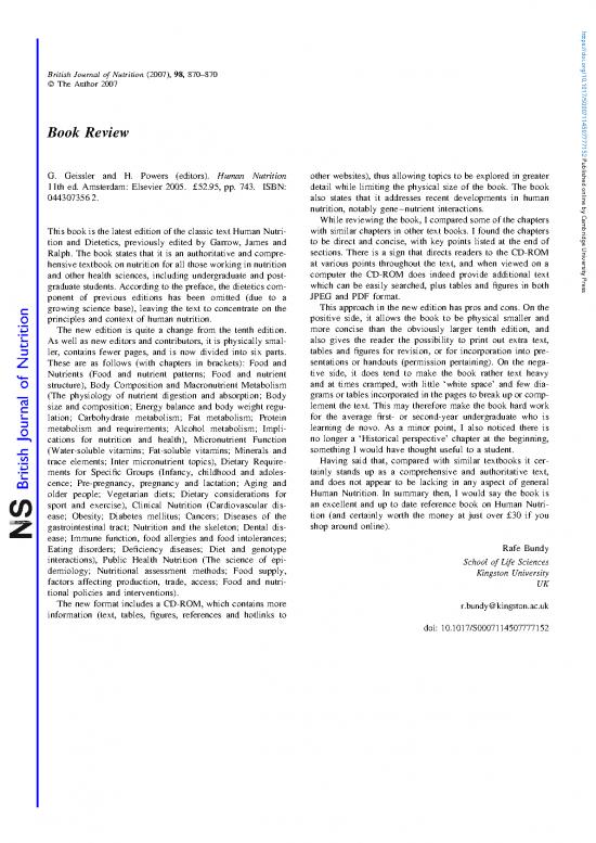 picture Nutrition Therapy Pdf 138693 | G Geissler And H Powers Editors Human Nutrition 11th Ed Amsterdam Elsevier 2005 5295 Pp 743 Isbn 044307356 2