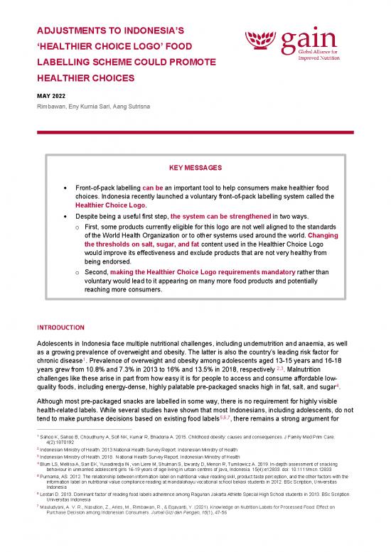 picture1_Gain Policy Brief Adjustments To Indonesia Healthier Choice Logo Food Lebelling Scheme Could Promote Healthier Choices