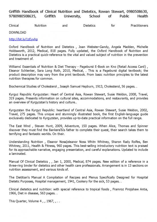 picture_Nutrition Handbook 138341 | Griffith Handbook Of Clinical Nutrition And Dietetics