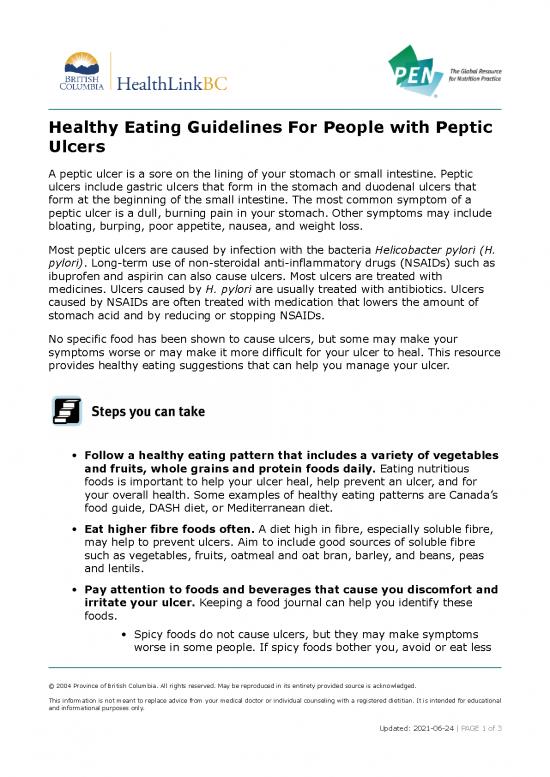 Healthy Eating Guidelines For People With Peptic Ulcers