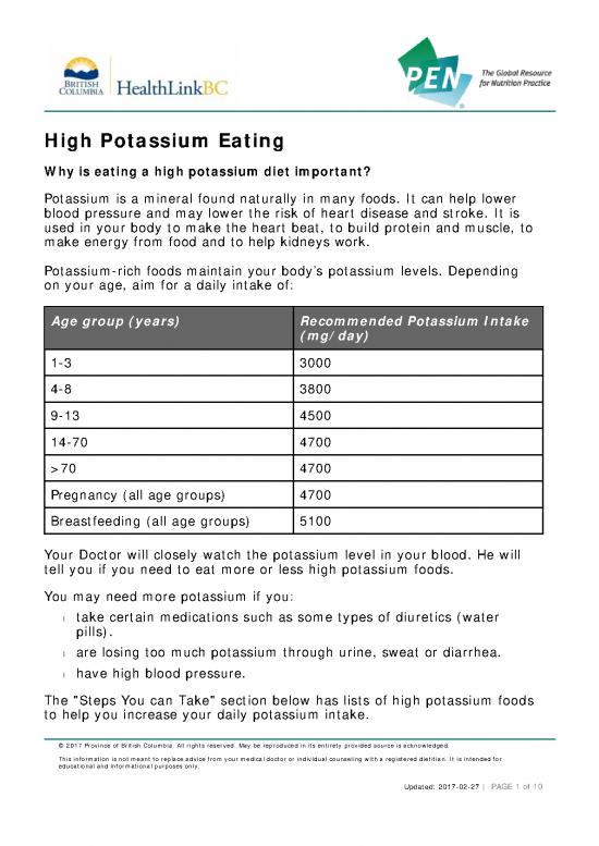 picture Foods High In Potassium Pdf 139472 | High Potassium