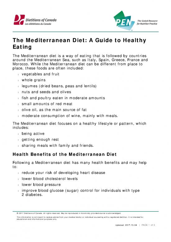 Healthy Eating Guide Pdf 138898 | Mediterranean Diet Toolkit A Guide To ...