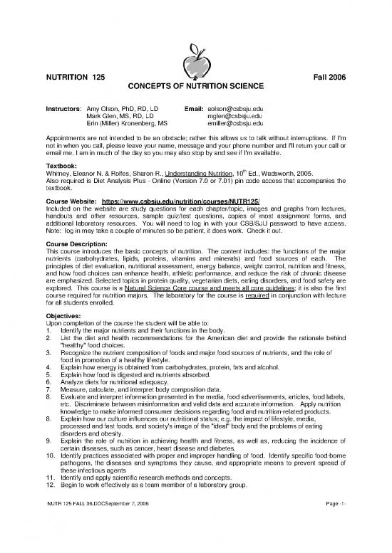 picture Understanding Nutrition Whitney Pdf 138807 | Nutr 125 Fall 06