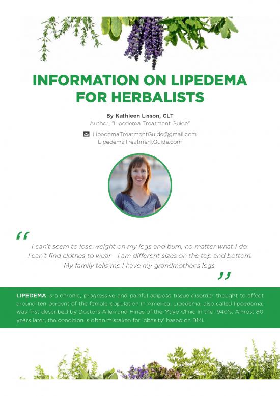 picture_Official Herbalist Information Packet On Lipedema By Kathleen Lisson Clt June 2018