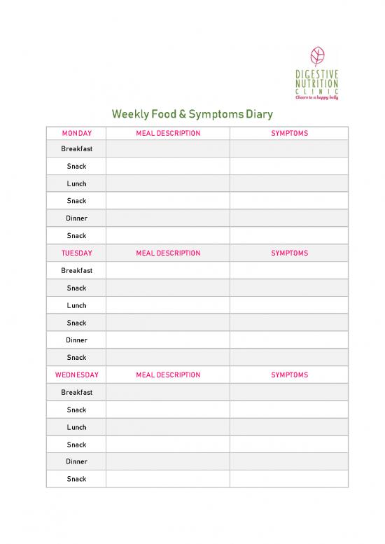 picture Weekly Food Diary Pdf 138900 | Weekly Food  Symptoms Diary