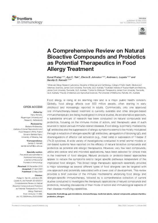 picture_Agricultural Pdf 143102 | A Comprehensive Review On Natural Bioactive Compounds And Probiotics As Potential Therapeutics In Food Allergy Treatment