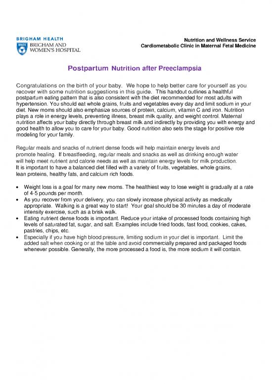 picture Postpartum Nutrition Pdf 141742 | After Preeclampsia Postpartum Nutrition Handout To Preeclampsia Foundation 2018