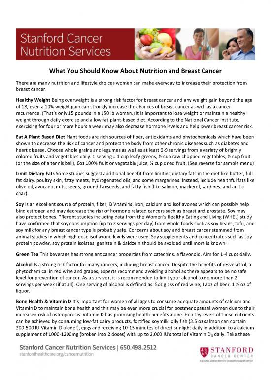 picture Healthy Nutrition Pdf 143177 | Breast Cancer Nutrition Facts