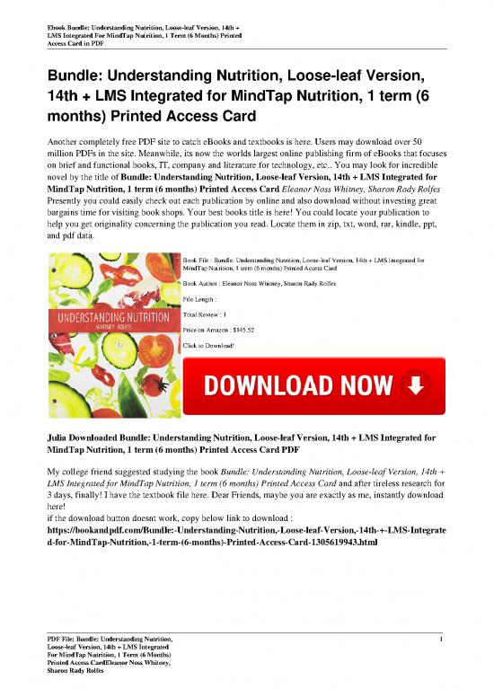 picture Understanding Nutrition Whitney Pdf 142372 | Bundle Understanding Nutrition Loose Leaf Version 14th  Lms Integrated For Mindtap Nutrition 1