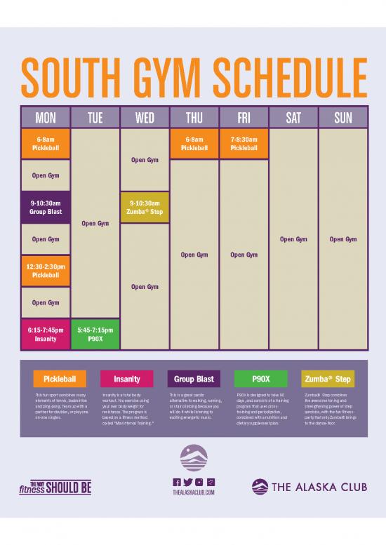 picture_Card ♯4325 South Gym Schedule Summer